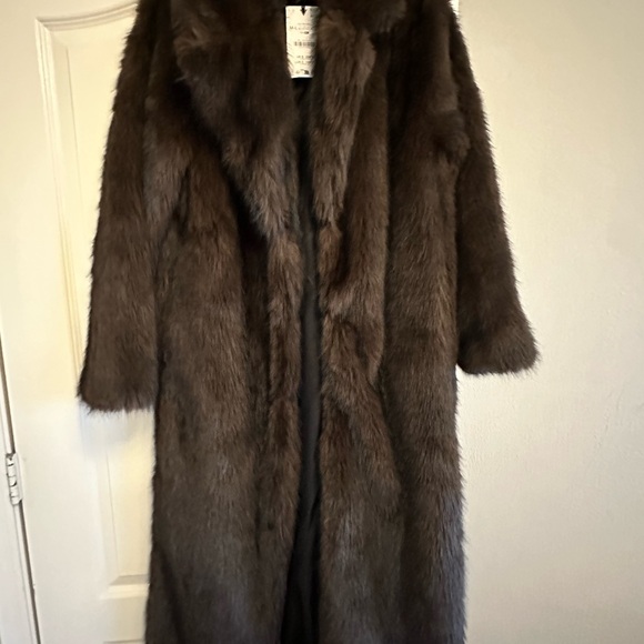 Zara Dark Brown Extra Long Faux Fur Jacket - Picture 8 of 10